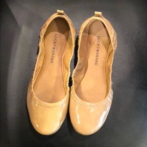 Lucky Brand Beige Patent Leather Ballet Flats